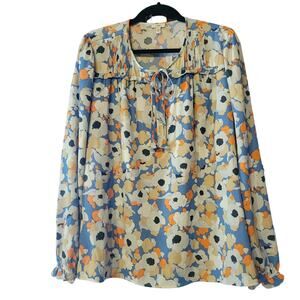 Joie Boho Long Sleeve Blouse Floral Multicolor Women Size L